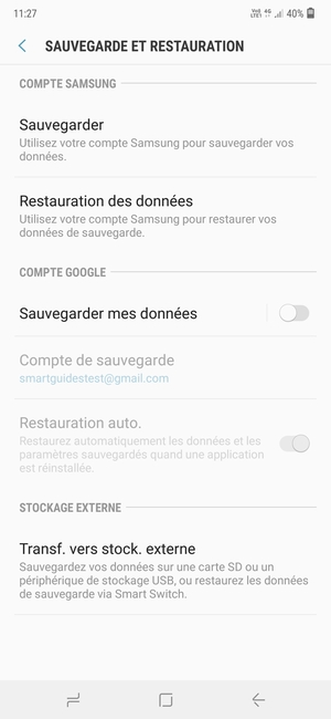 Activer le Sauvegarder mes données