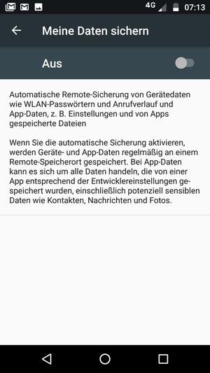 Schalten Sie Meine Daten sichern ein