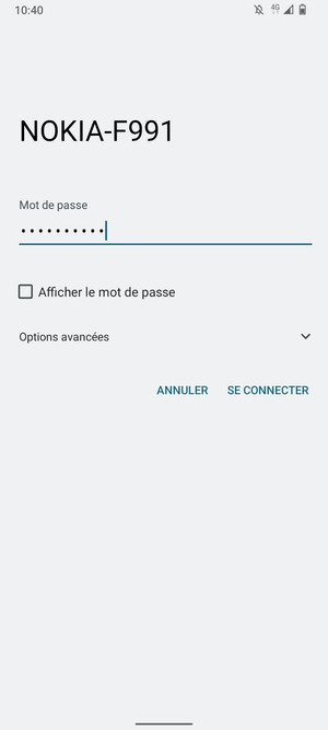 Saisissez le mot de passe du Wi-Fi et sélectionnez SE CONNECTER