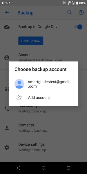 Select your backup account