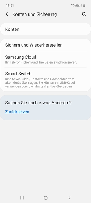 Wählen Sie Sichern und Wiederherstellen