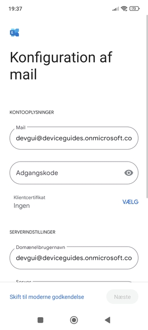 Indtast din adgangskode