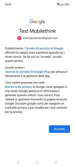 Seleziona Accetto