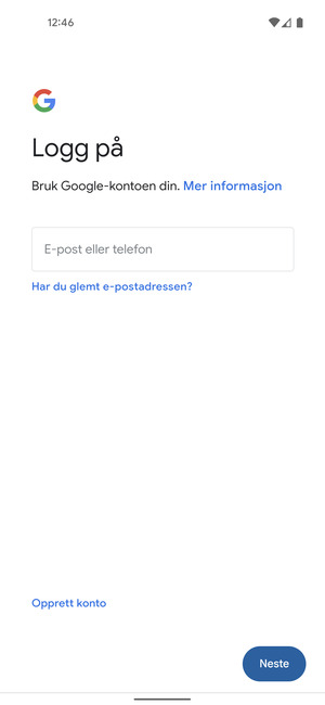 Skriv inn e-postadresse og velg Neste
