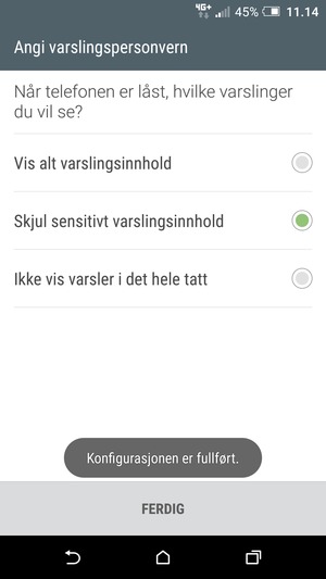 Velg FERDIG