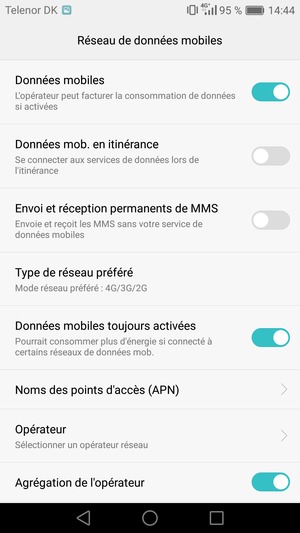 Pour changer de réseau en cas de problèmes de réseau, sélectionnez Opérateur
