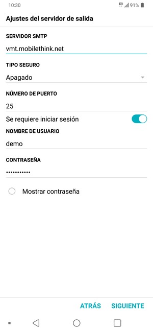 Introduzca la dirección de servidor saliente
