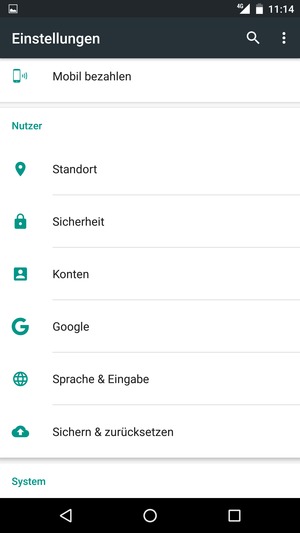 Scrollen Sie und wählen Sie Sicherheit