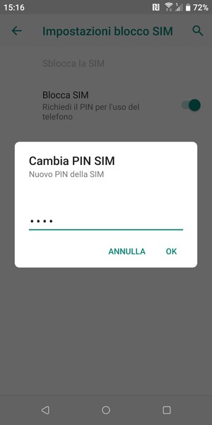 Inserisci Nuovo PIN della SIM e seleziona OK