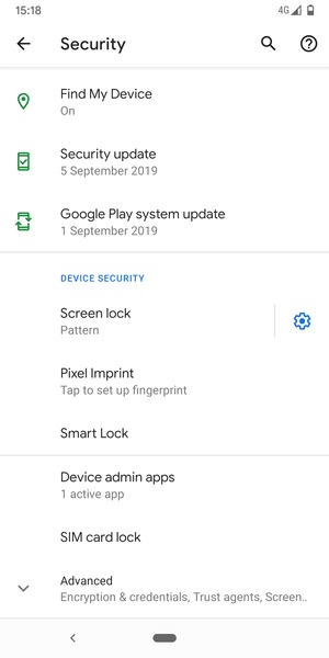 Scroll to and select SIM card lock