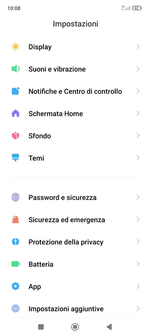 Scorri e seleziona Password e sicurezza