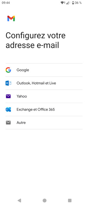 Sélectionnez Outlook, Hotmail et Live