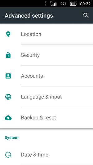 Scroll to and select Backup & reset