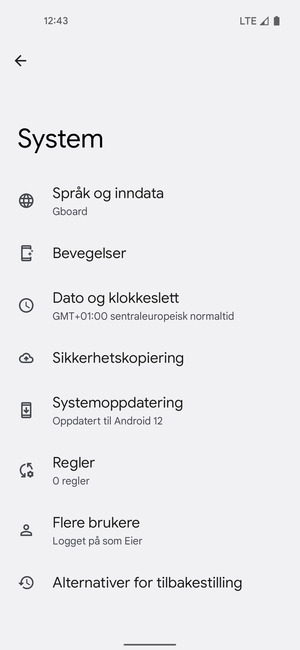 Velg Systemoppdatering