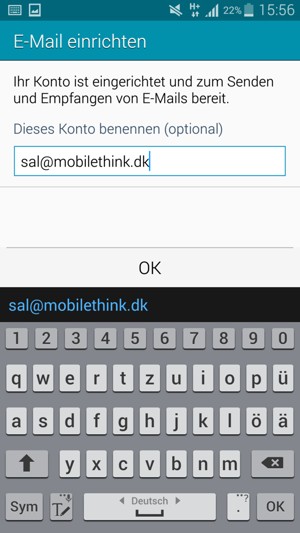 Geben Sie Ihrem Konto einen Namen und wählen Sie OK