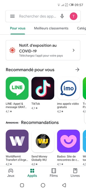 Sélectionnez la barre de Recherche