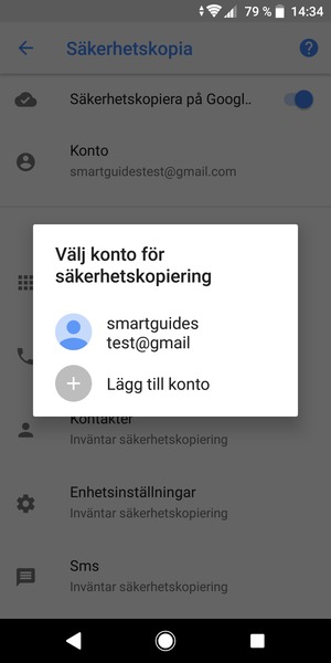 Tryck på ditt säkerhetskopieringskonto