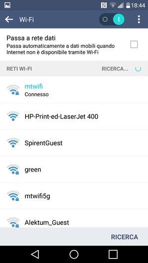Ora sei connesso alla rete Wi-Fi