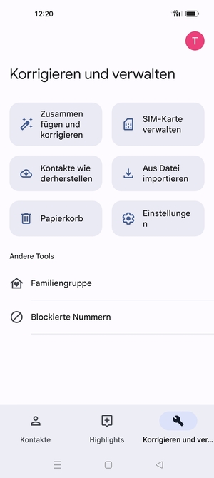 Wählen Sie SIM-Karte verwalten