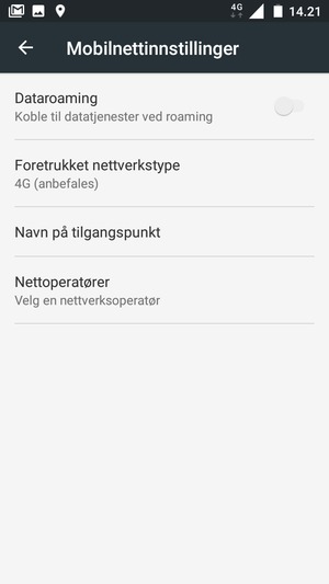 For å bytte nettverk hvis det oppstår nettverksproblemer, velg Nettoperatører