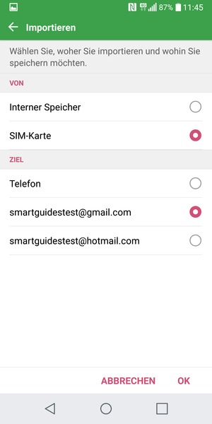 Wählen Sie SIM-Karte