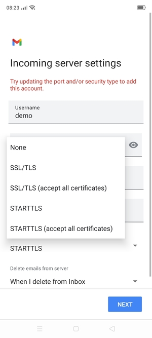 Select None and NEXT
