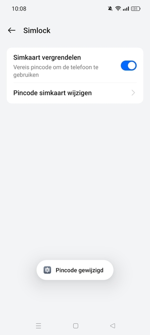 Uw Pincode voor simkaart is gewijzigd