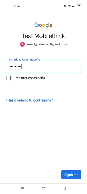 Introduzca su contraseña y seleccione Siguiente
