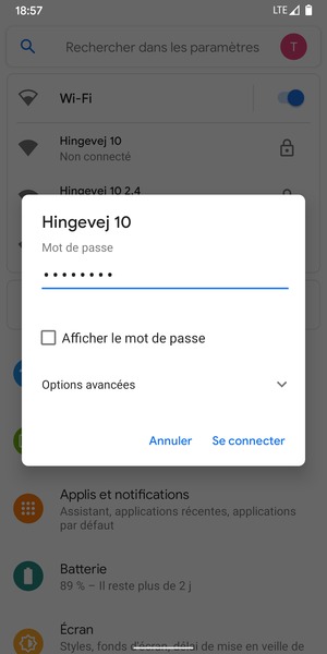 Saisissez le mot de passe du Wi-Fi et sélectionnez Se connecter