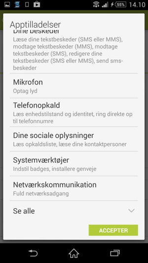 Vælg ACCEPTER