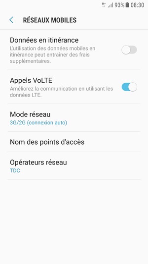 Sélectionnez Mode réseau