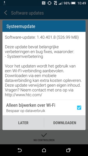 Als uw telefoon niet up-to-date is, selecteert u DOWNLOADEN