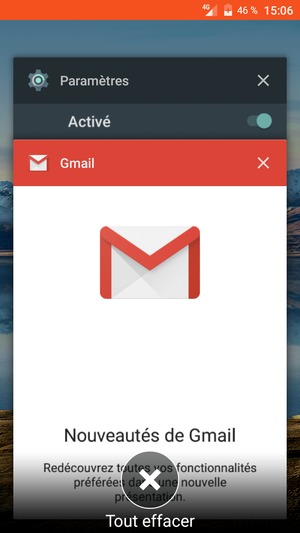 Sélectionnez Tout effacer pour fermer toutes les applications en cours d'exécution
