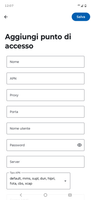 Inserisci informazioni MMS