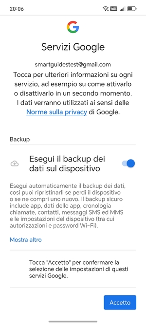 Seleziona Accetto