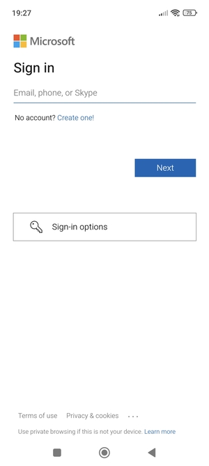 Enter your Hotmail address and select Next