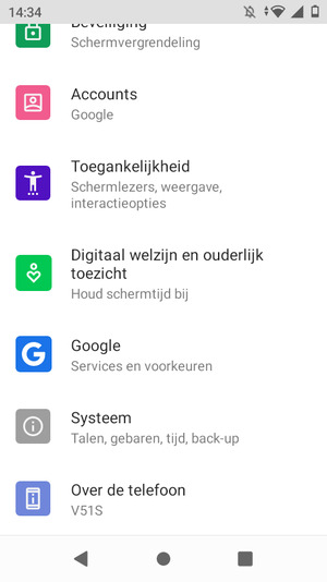 Scroll naar en selecteer Over de telefoon