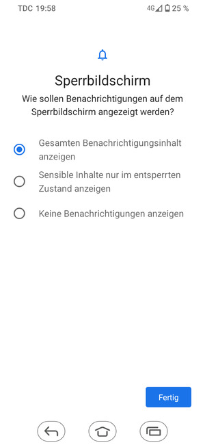 Wählen Sie die gewünschte Option und wählen Sie Fertig