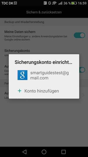 Wählen Sie Ihr Konto für Backup