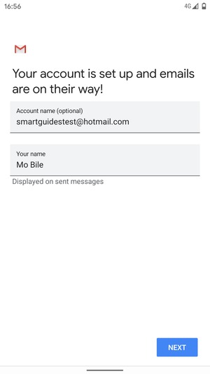 Give your account a name and enter your name. Select NEXT