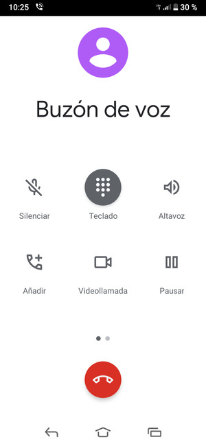 Si el correo de voz está llamando como aparece esta pantalla, el teléfono está configurado correctamente.