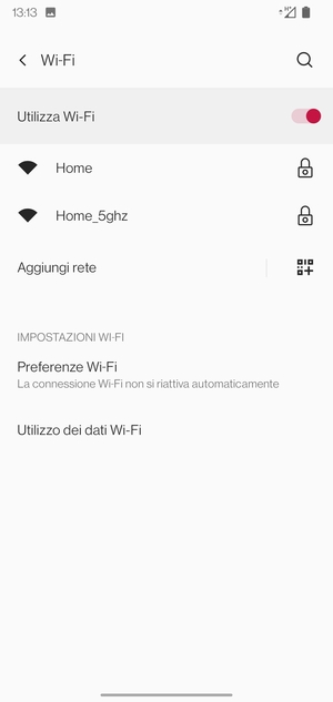 Seleziona la rete wireless a cui desideri connetterti