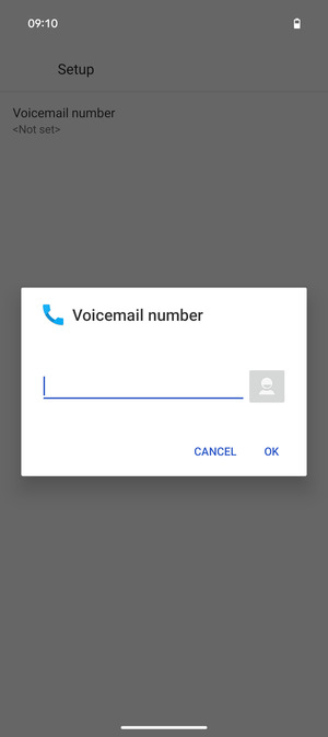 Enter the Voicemail number and select OK