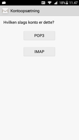 Vælg POP3 eller IMAP