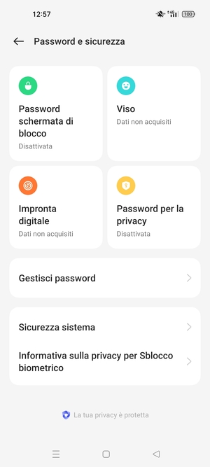 Seleziona Sicurezza sistema