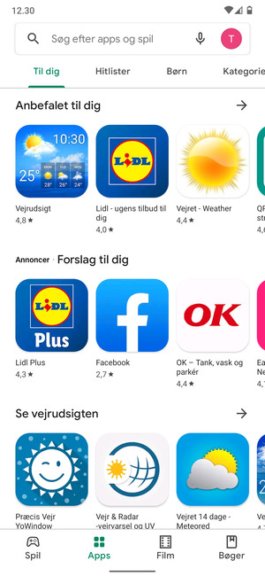 Vælg søgefeltet