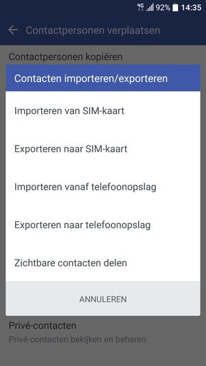 Selecteer Importeren van SIM-kaart