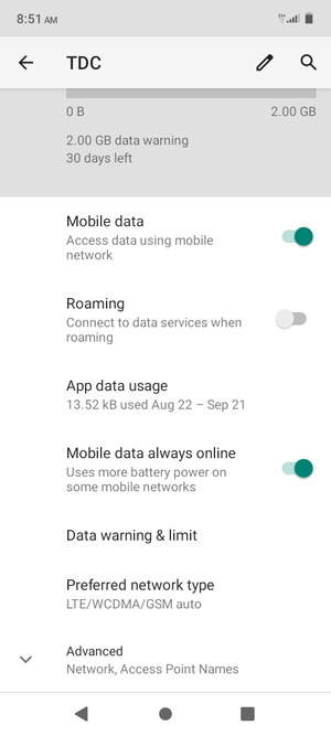 To change network if network problems occur, scroll to and select Advanced