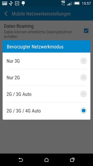 Wählen Sie Nur 2G, um 2G zu aktivieren