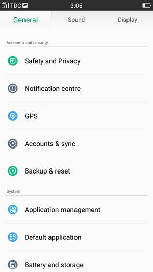 Scroll to and select Safety and Privacy